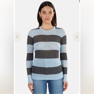 NSF ZULI Sweater Stripes 100% Cashmere COLOR  CASTLE/ICELAND Size S